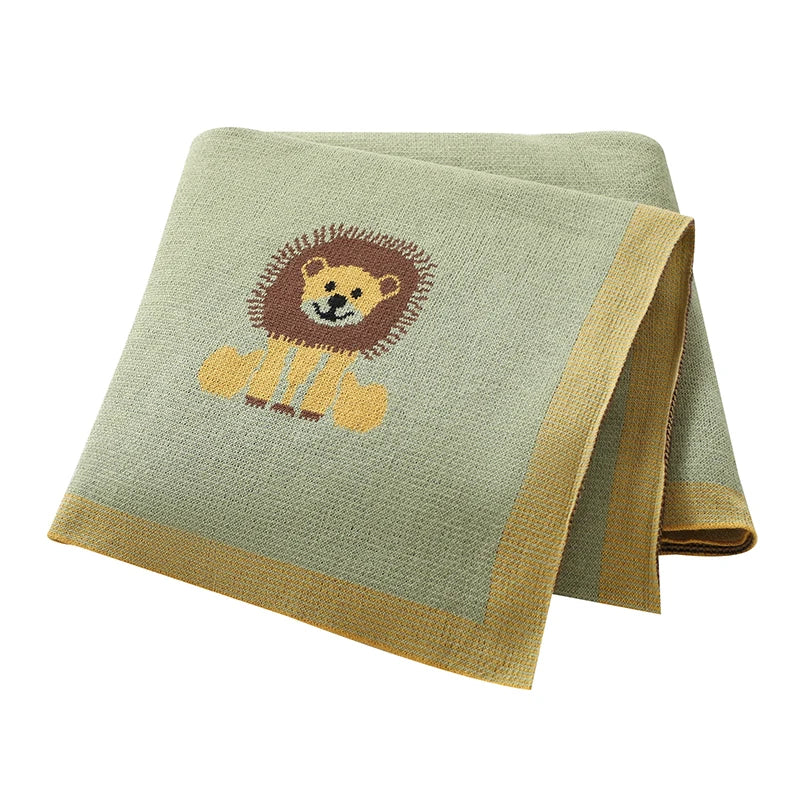Infant Baby Blankets Cotton Knitted Newborn Girls Boy Bedding Quilt Cute Lions 100*80CM Stroller Swaddling Super Soft Sleep