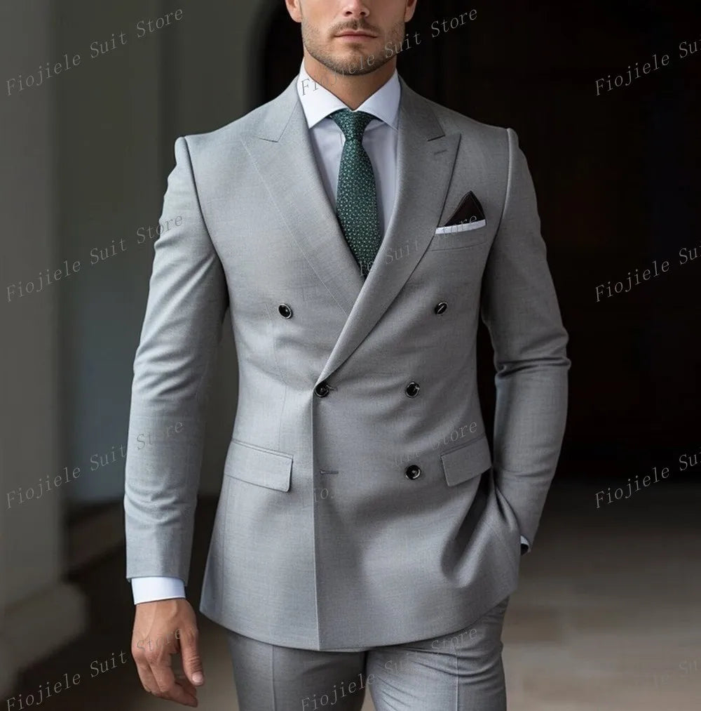 Men Business Formal Occasion Tuxedos Suit 2 Piece Set Blazer Pants