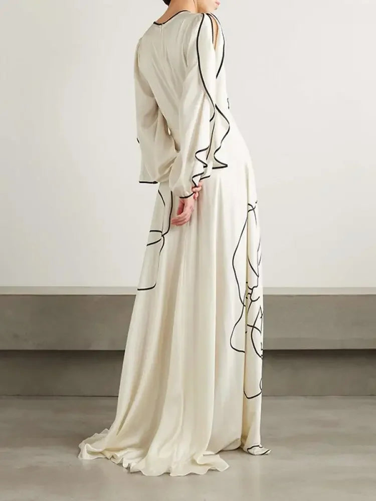 British Style Flower Printed Party Evening Dress