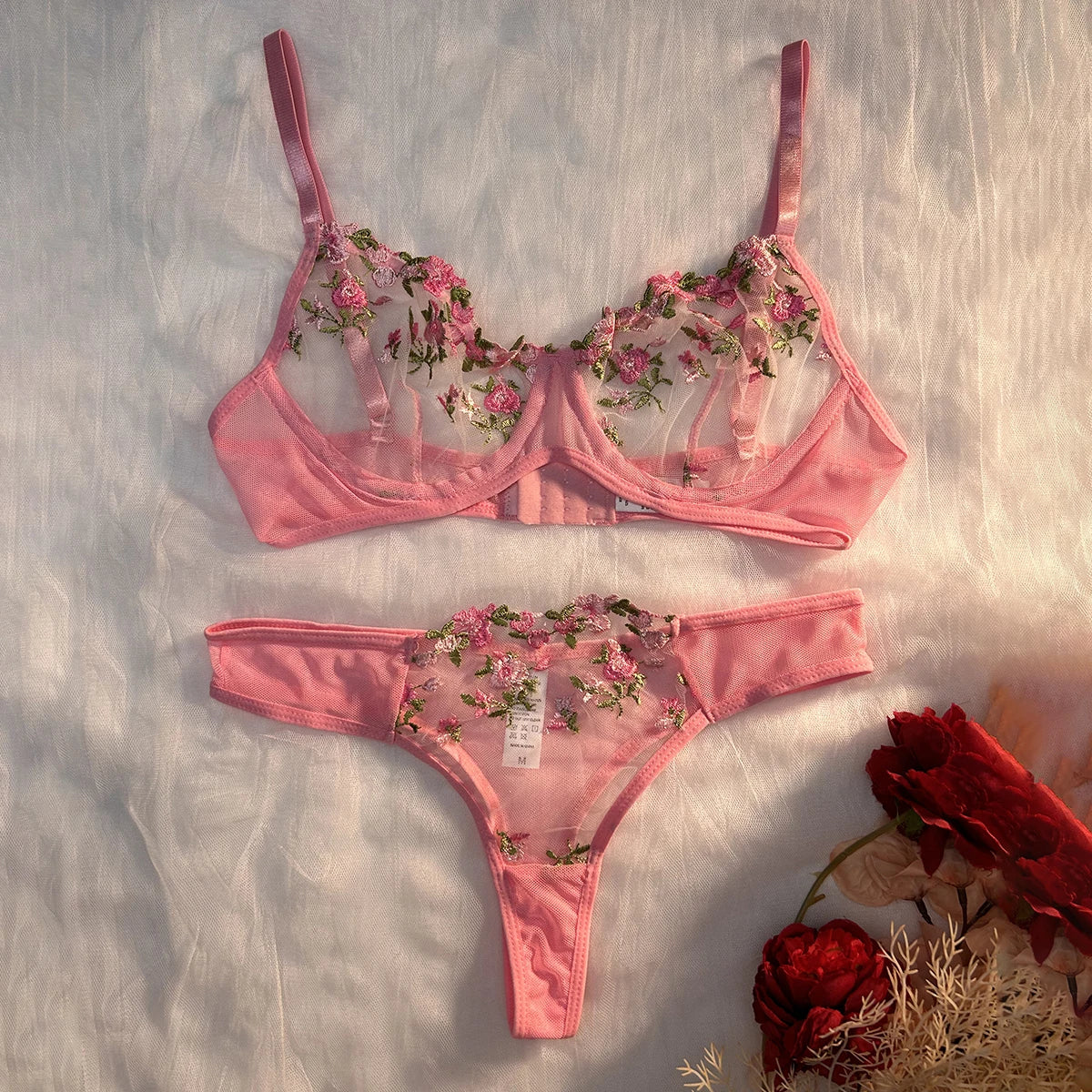 Women Sexy Lingerie Lace Transparent Underwear Fairy Embroidery Sets