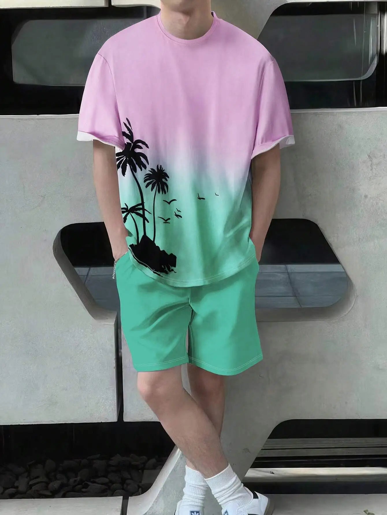 Soft and comfortable Beach Short Sleeved Shirt with Casual Short Set