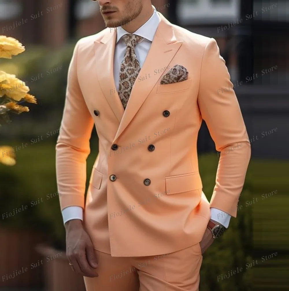 Men Business Formal Occasion Tuxedos Suit 2 Piece Set Blazer Pants