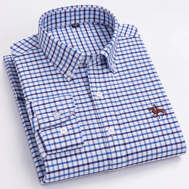 Men's Oxford Dress Shirts 100% Cotton Spring Long Sleeve Casual Business Formal