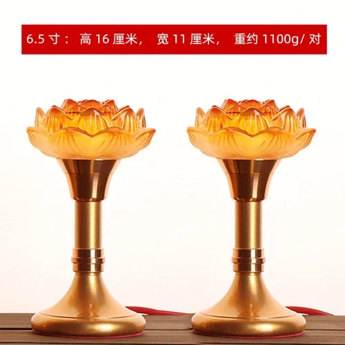 Colorful Glass Lotus Simulated Candlestick, Feng Shui Peace and Love