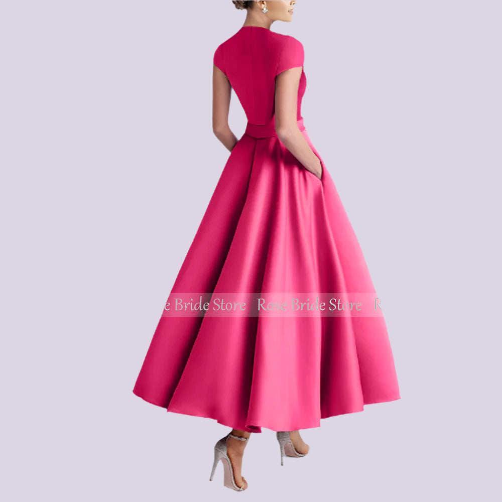 Elegant Women's Cocktail Party Satin Flower Handmade Gowns A-line -Additional colors...