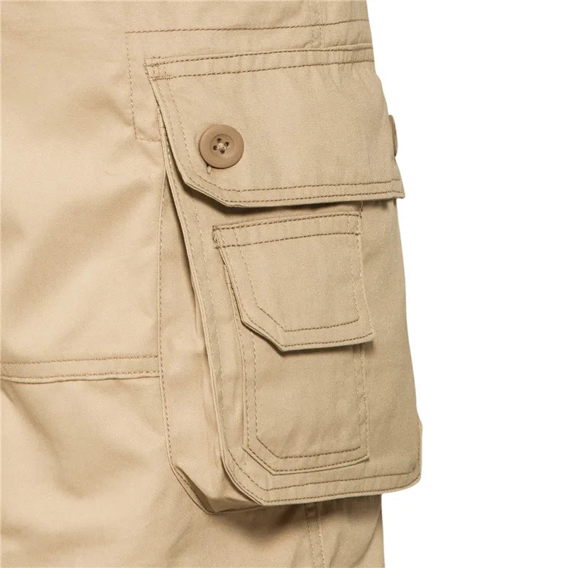 Men's Shorts Loose Large Size Multi-Pocket Overalls Summer Cotton Comfortable Short Pants Outdoor Casual Sports Beach Pants
