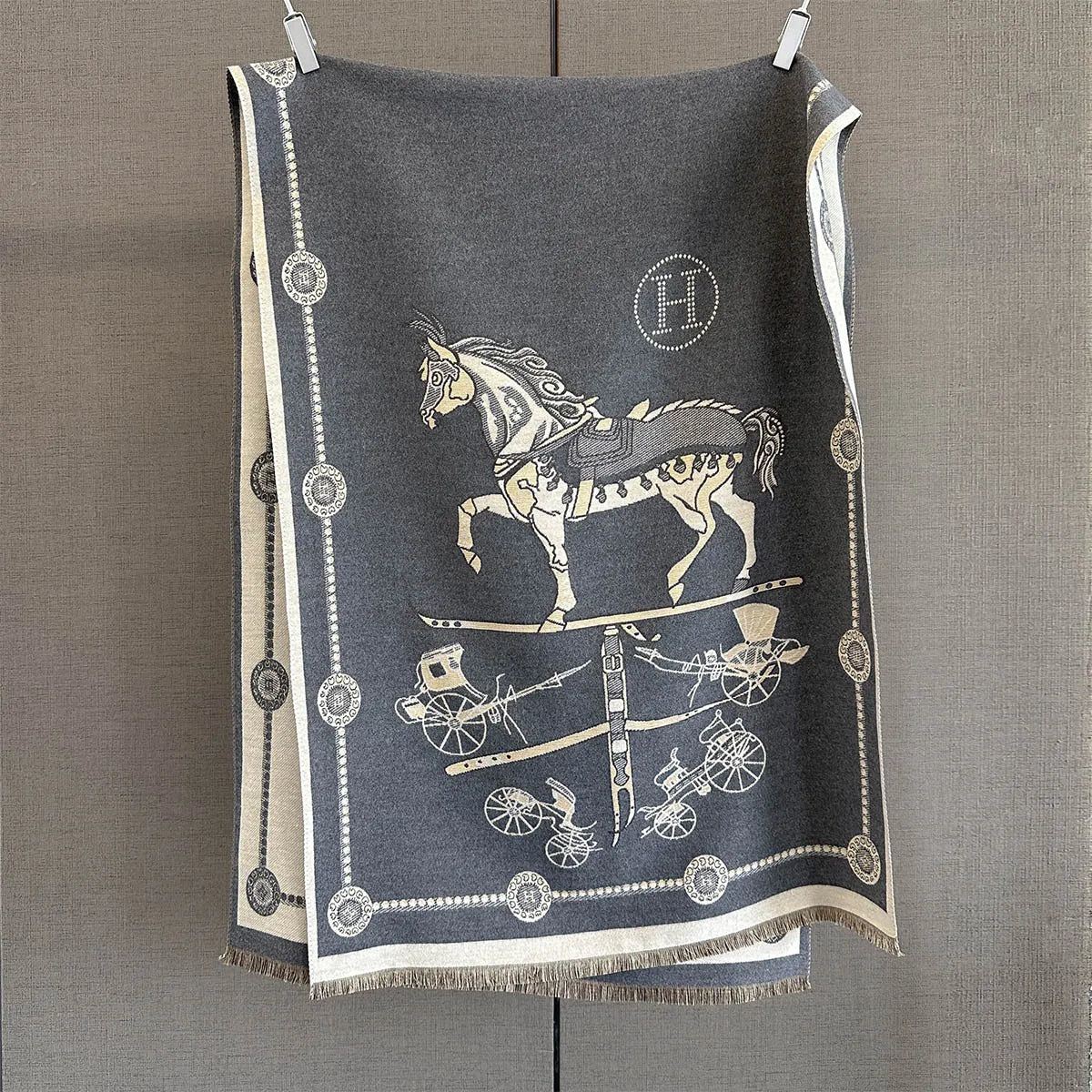 Winter Elegant Pashmina Horse Print Shawl Wrap Cashmere Scarf