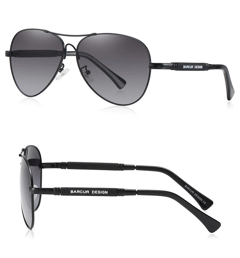 BARCUR Design Frame Sunglasses Polarized For Men Women Pilot Gradient Lens Eyewear Mirror Shades