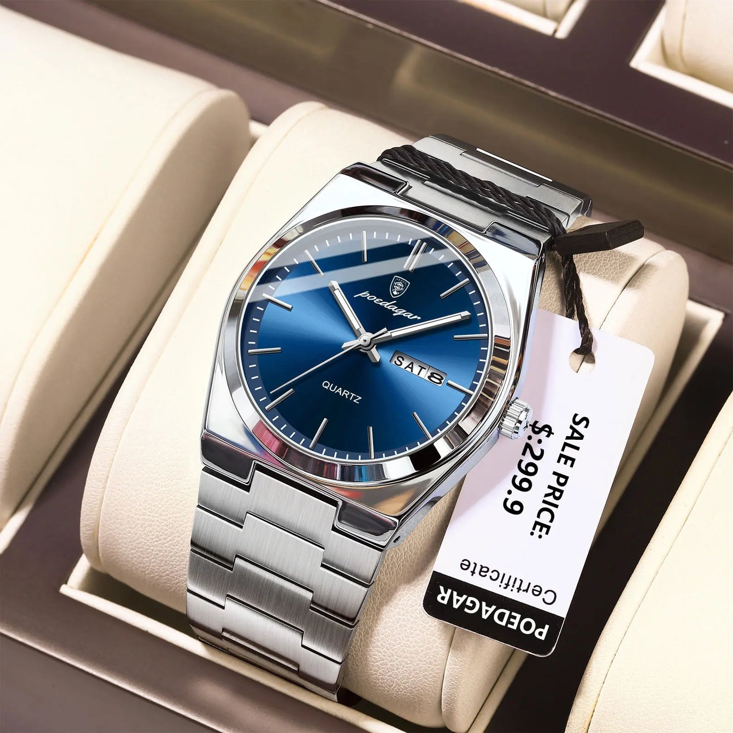 Men's Luxury Quartz Watch Stainless Steel Waterproof Luminous Date Week
