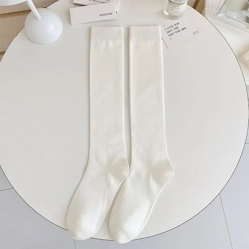 Women Stockings College Style Knitted Cotton Knee Socks