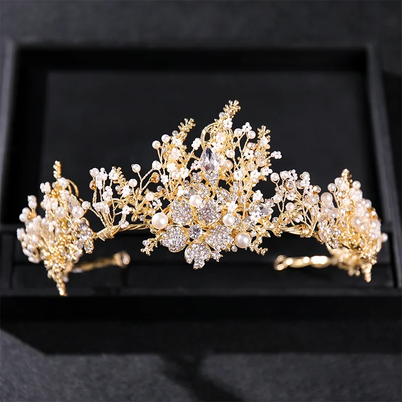 Gold Color Luxury Crystal Wedding Tiaras Crowns Party Rhinestone Prom Bridal Diadem Crown Tiara Hair Jewelry