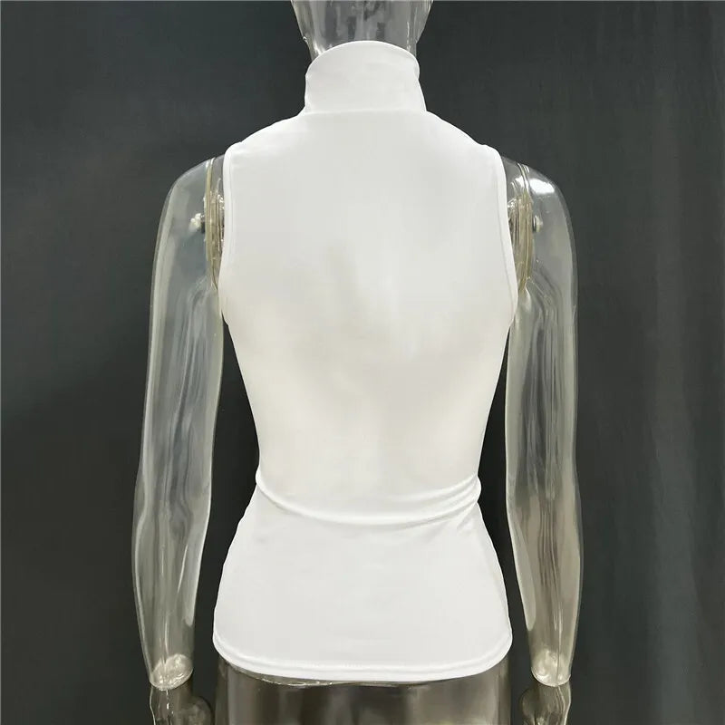 Turtleneck Basic Knit Women Tank Tops
