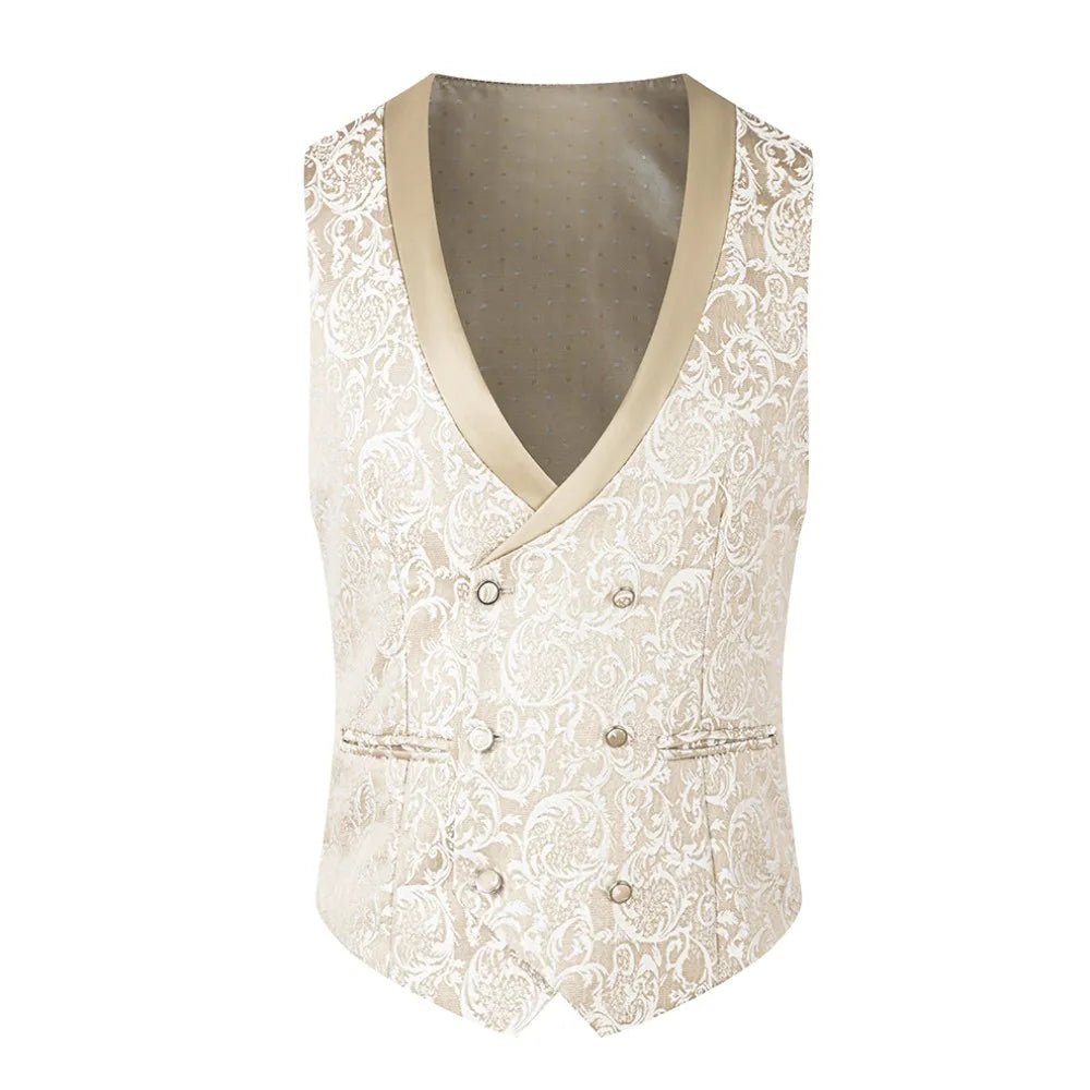 Elegant Format Jacquard Men's Slim Suit Single Breasted