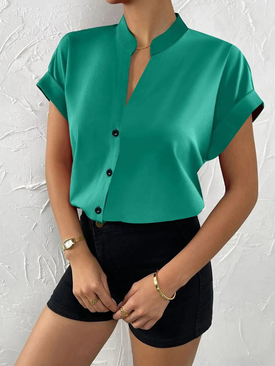 Elegant Summer V-neck Women's Shirt