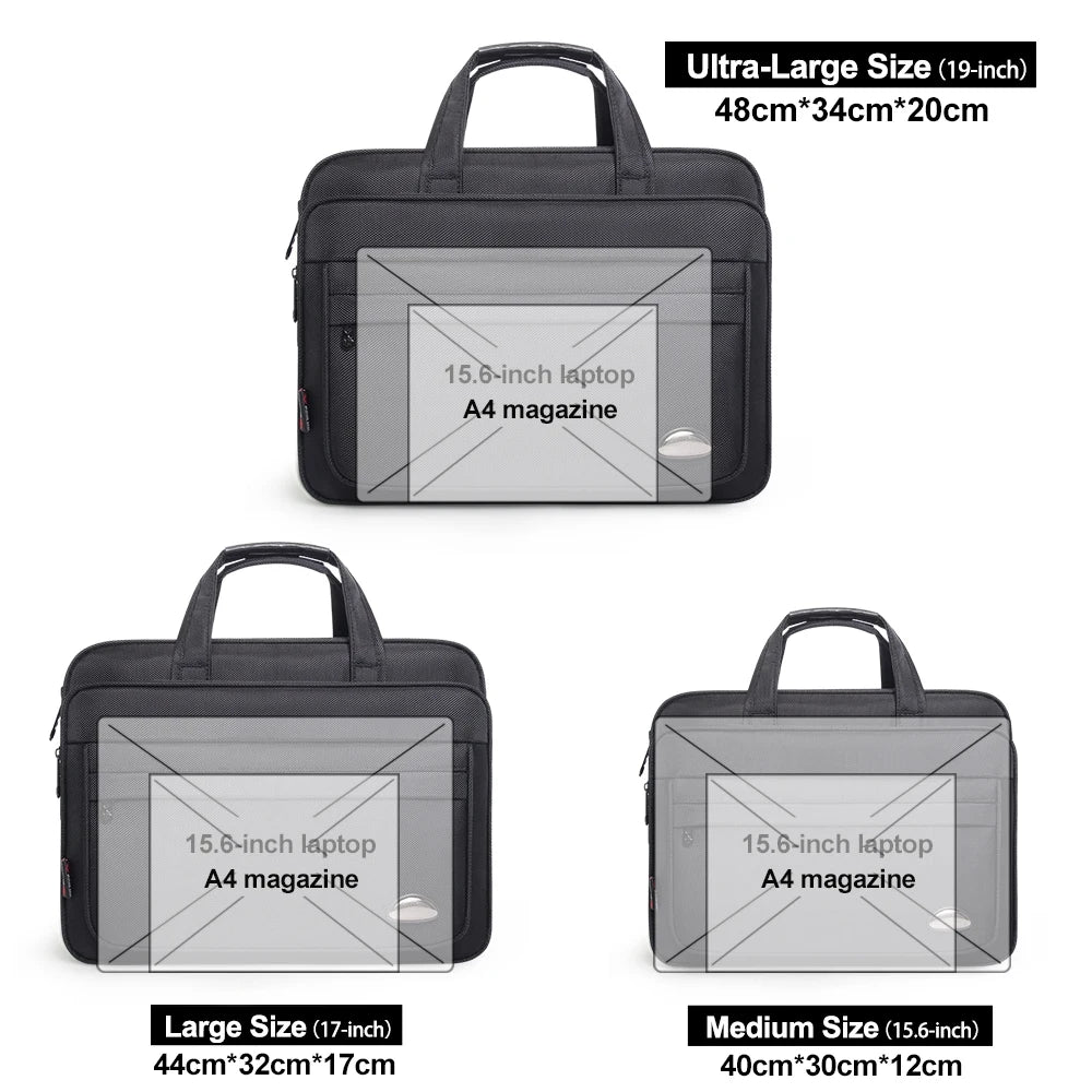 Large Capacity Business Briefcase in three sizes 15.6 inch, 17 inch & 19 inches