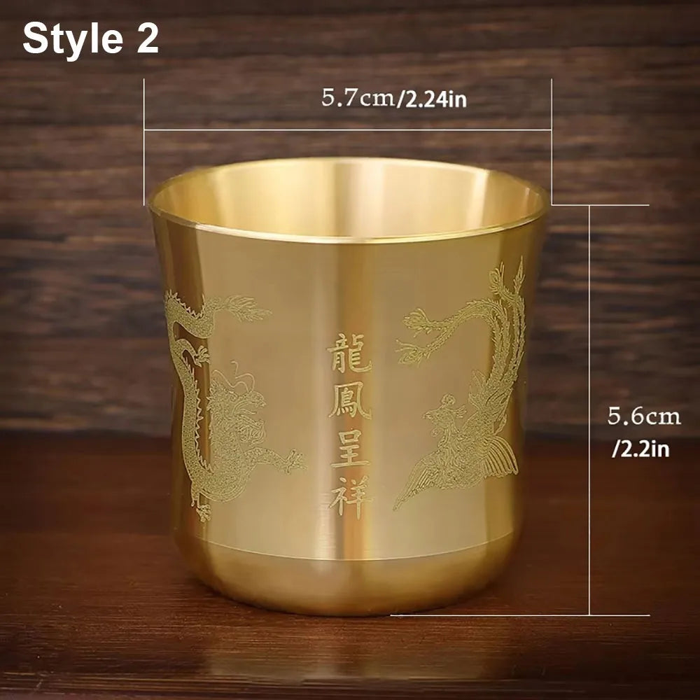 1Pcs Durable Wealth Attracting Brass Tea Cup 6cm Desktop Ornament