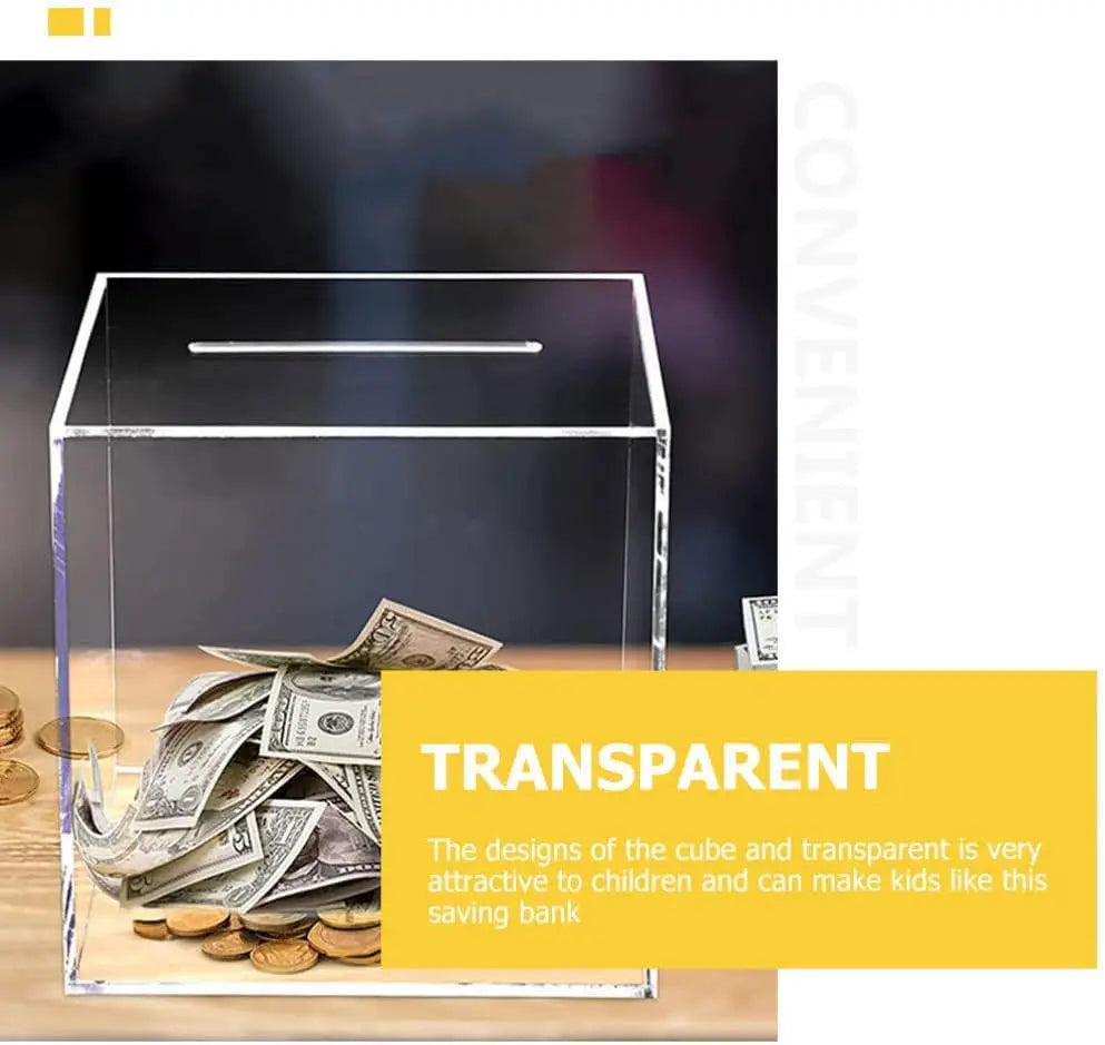Piggy Banks for Adults Clear Acrylic Money Saving Bank Break to Open
