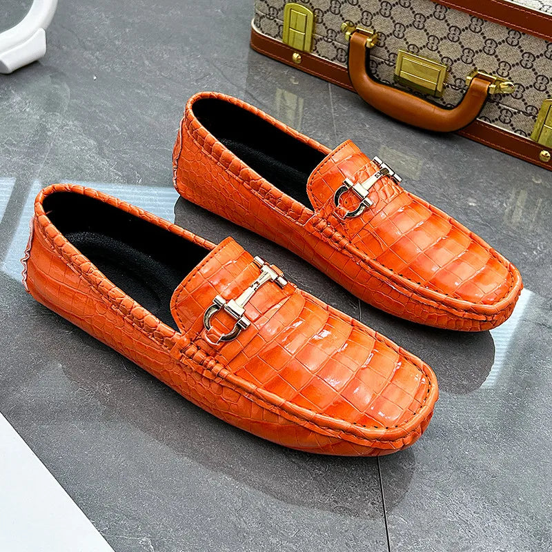 High Quality Luxury Green Snakeskin Leather Men Casual Comfort Lightweight Plus Size 48