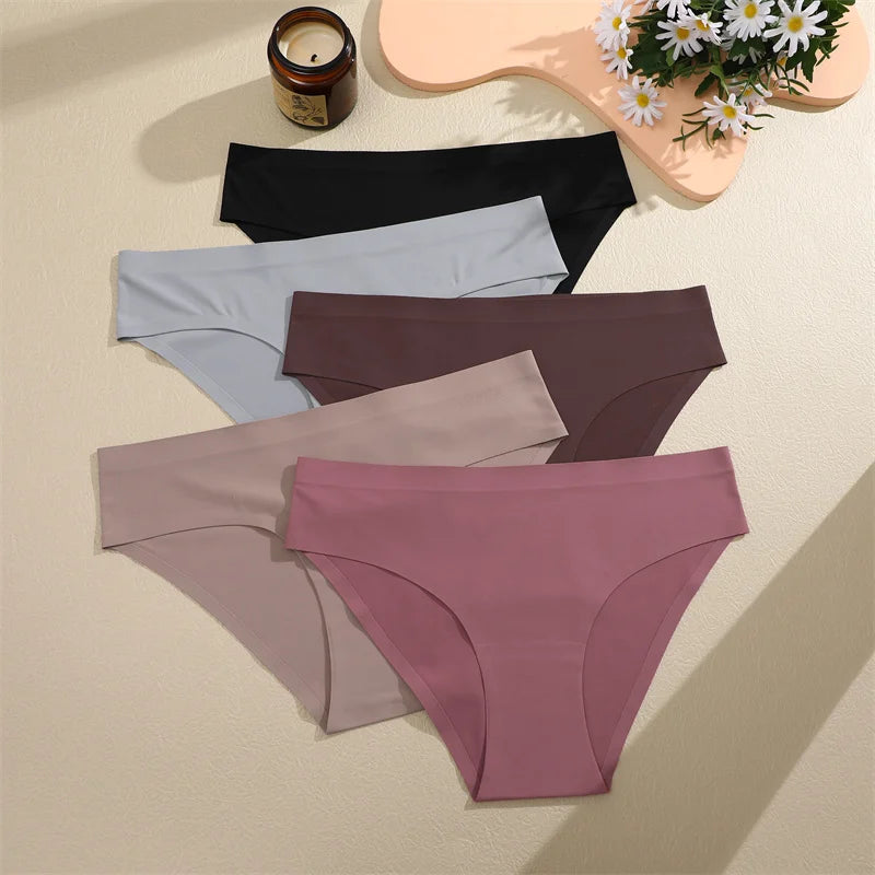 6PCS Women Seamless Panties Ice Silk Ultra Thin soft Low Rise
