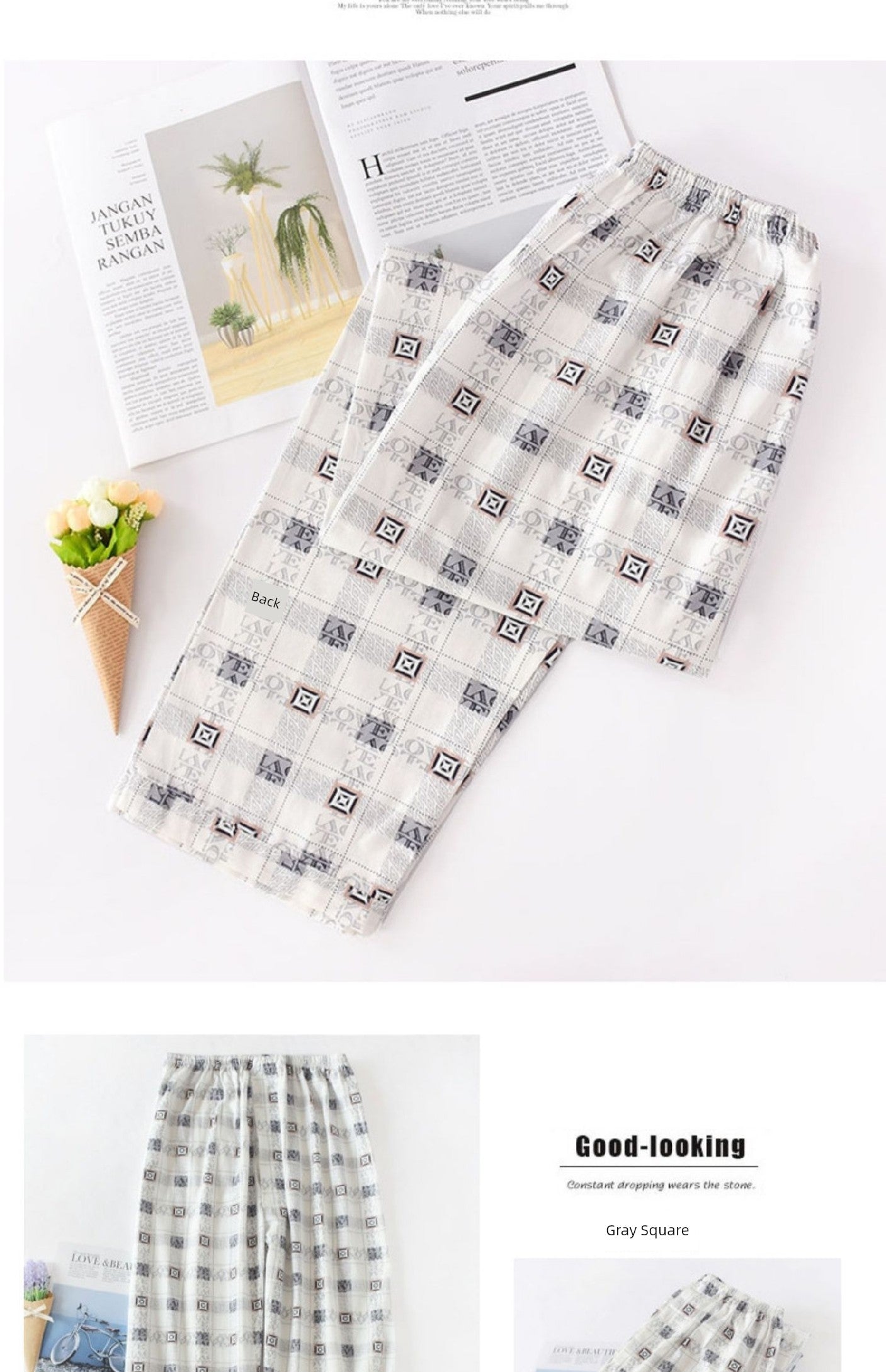 Men Pure Cotton Spring and Summer Pajama Pants