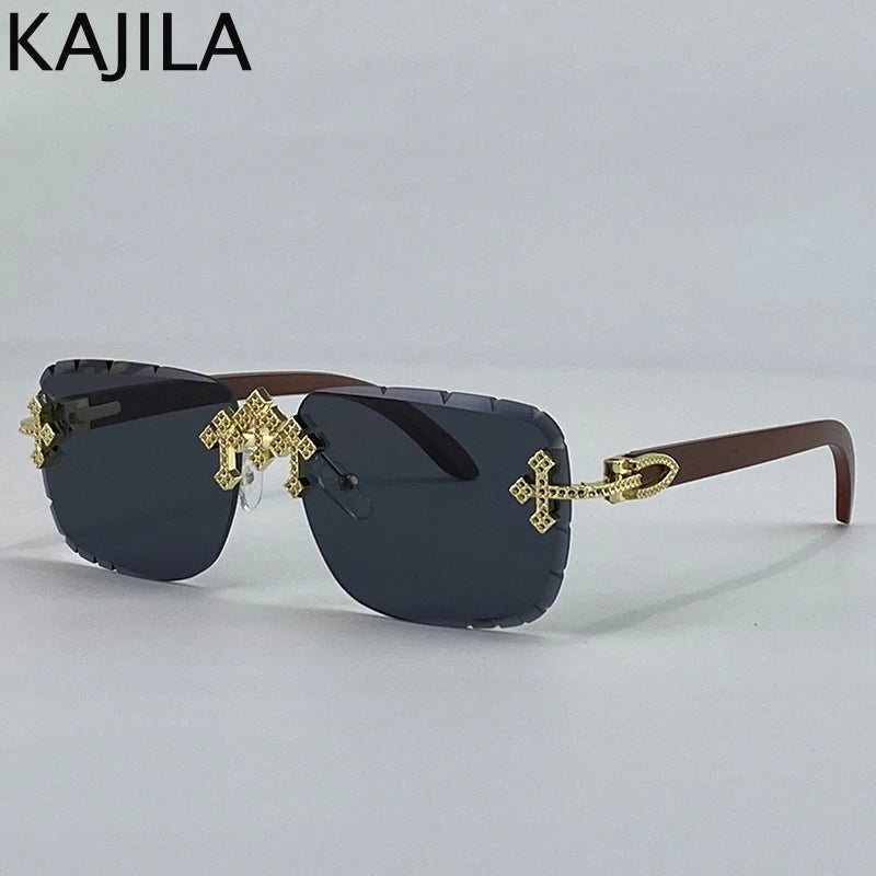 Luxury Steampunk Rimless Square Men Sunglasses UV400