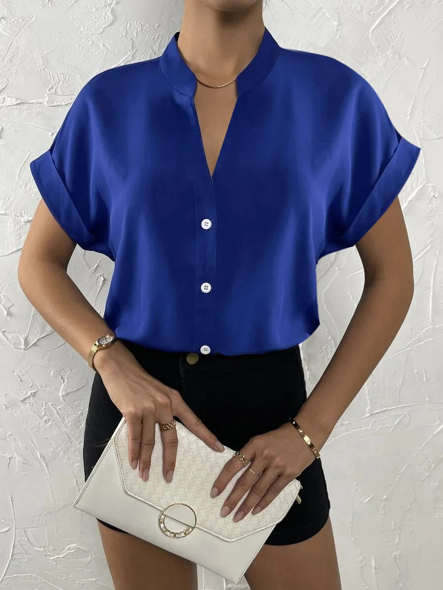 Elegant Summer V-neck Women's Shirt