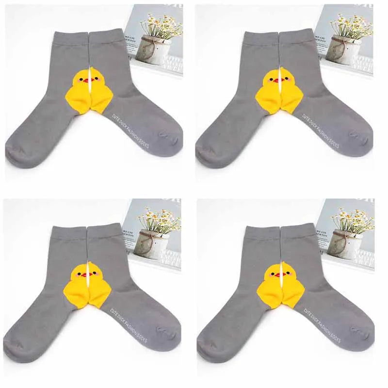 4 Pairs Cotton Pack Women Socks Duck Pattern