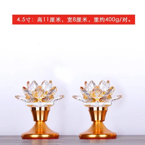 Colorful Glass Lotus Simulated Candlestick, Feng Shui Peace and Love