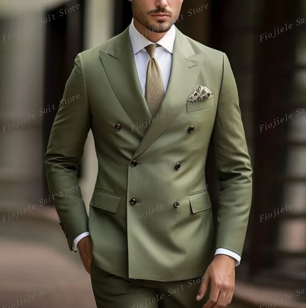 Men Business Formal Occasion Tuxedos Suit 2 Piece Set Blazer Pants