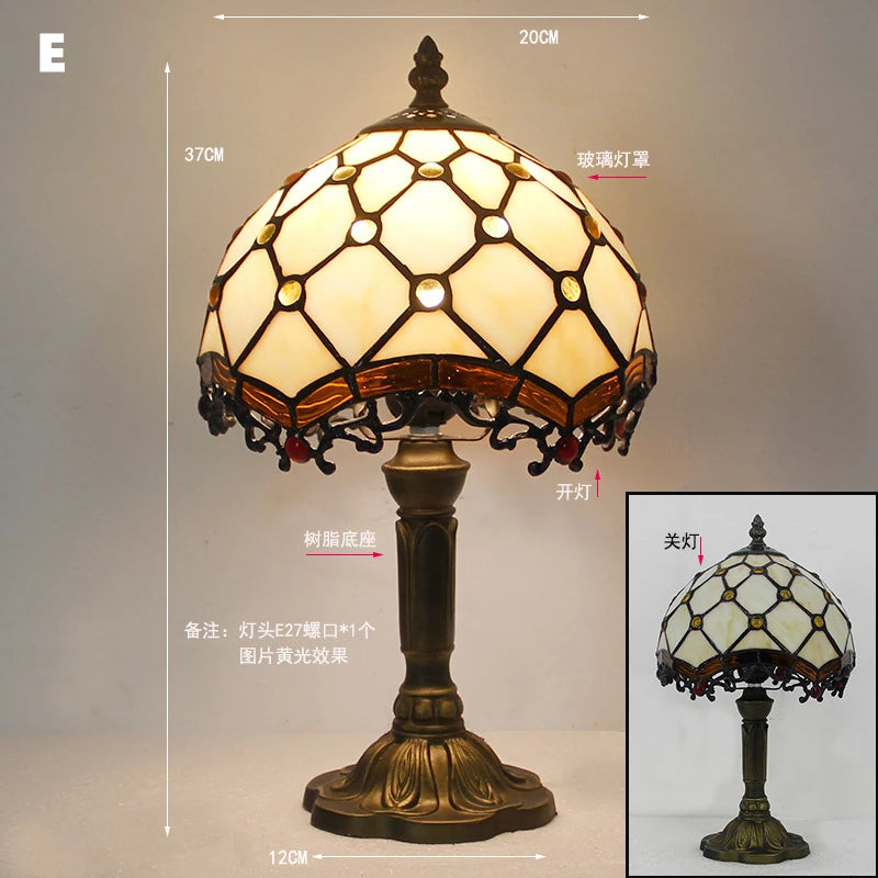 Mediterranean Baroque Retro Style Stained Colorful Handmade Glass Table Lamp E27