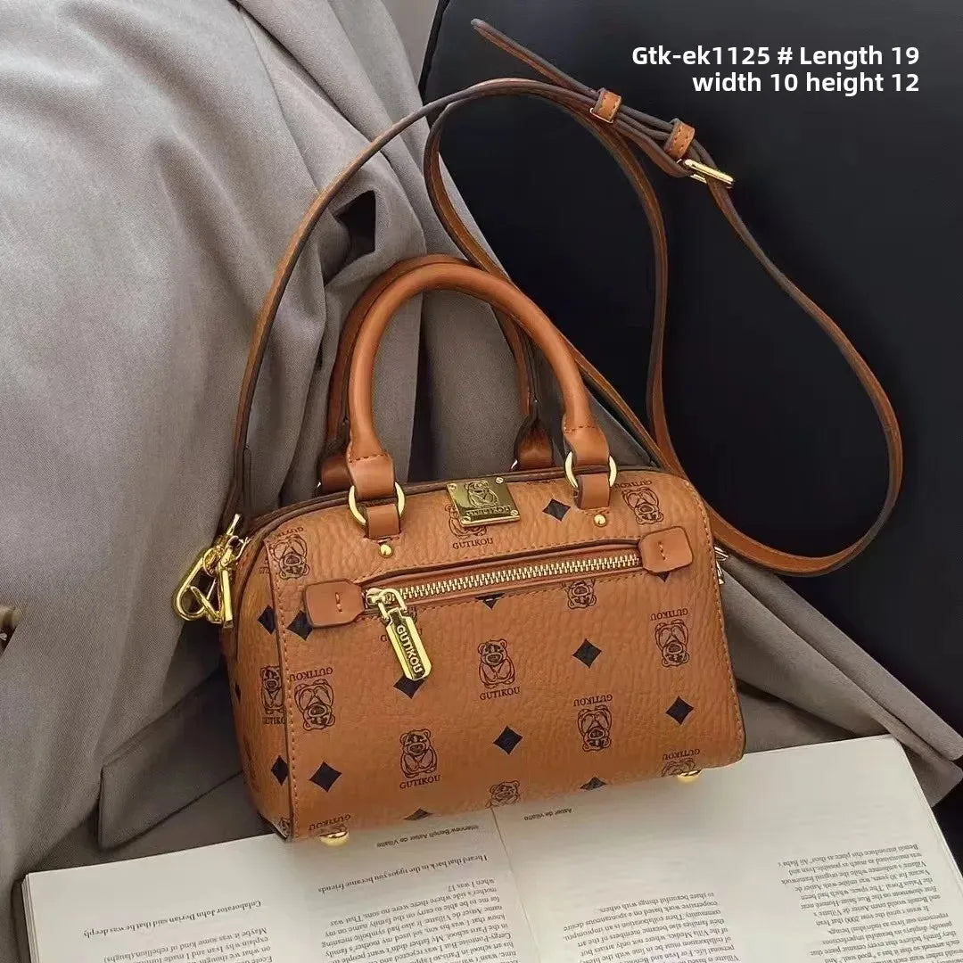 Fashionable Versatile Women's Handbag Shoulder Bag Soft Polyester Fiber Lining Zipper Closure