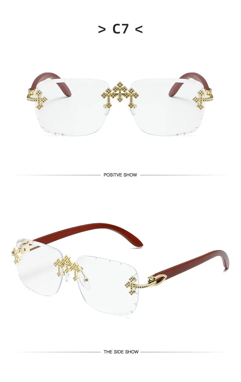 Luxury Steampunk Rimless Square Men Sunglasses UV400