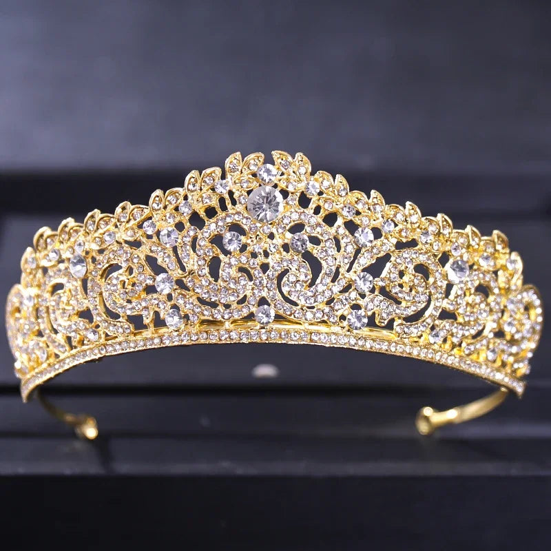 Gold Color Luxury Crystal Wedding Tiaras Crowns Party Rhinestone Prom Bridal Diadem Crown Tiara Hair Jewelry