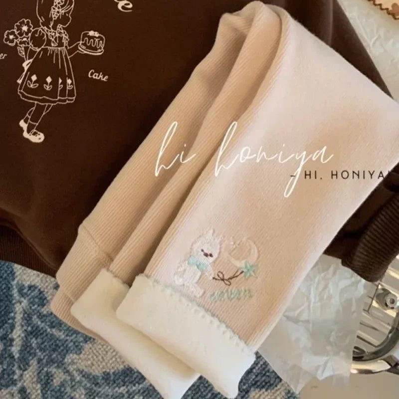 Girls Fleece Leggings Autumn Winter Velvet Warm Pants