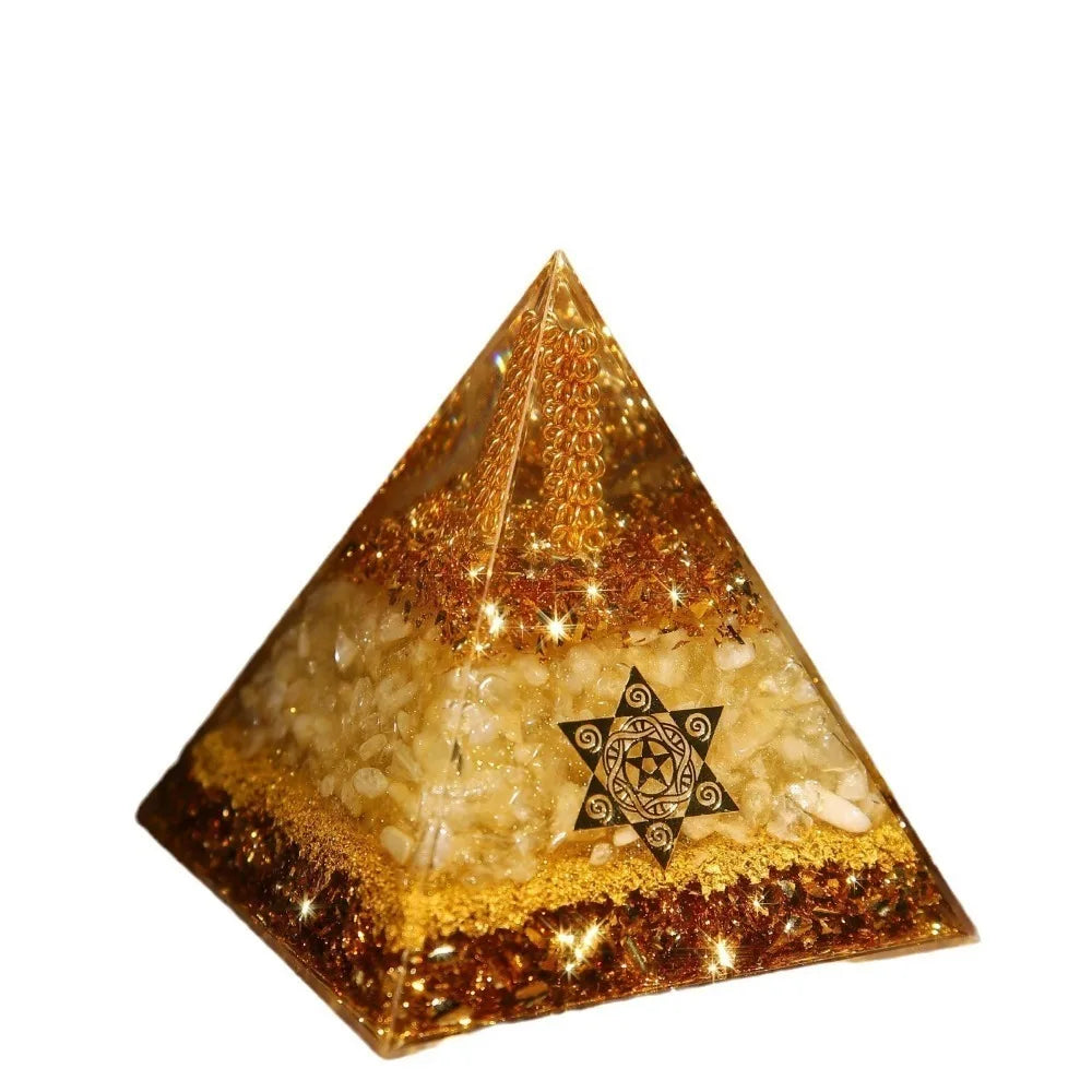 5/6/8/10cm Crystal Citrine Pyramid Resin Handmade Gifts Prosperity Attraction Crystal Home Decor
