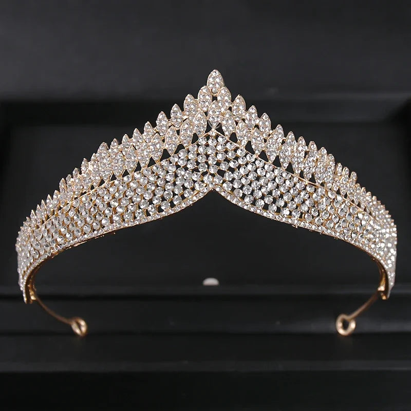 Gold Color Luxury Crystal Wedding Tiaras Crowns Party Rhinestone Prom Bridal Diadem Crown Tiara Hair Jewelry