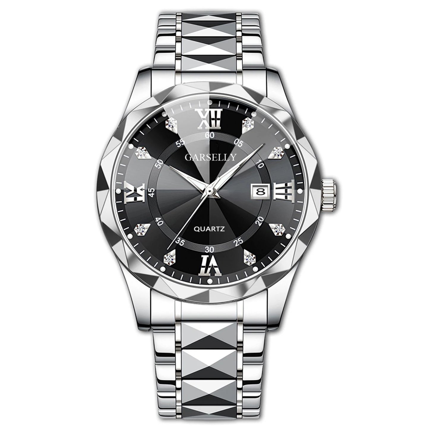 Luxury Men's Watches Date Week Stainless Steel Waterproof Luminous Classic Business Men Wristwatch