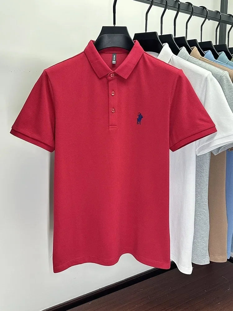 100% Cotton Breathable Short Sleeve Men's T-shirts Men Luxury Embroidery Relaxed POLO Shirt