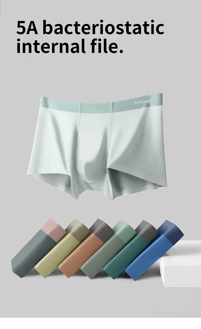 4Pcs Traceless Breathable Silky Antibacterial Men Boxers Trunks