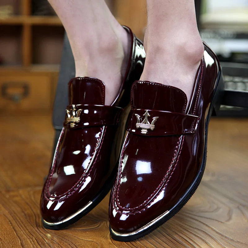 Italian Social Leather Loafers Slip-on Pointed Toe Shoes for Men