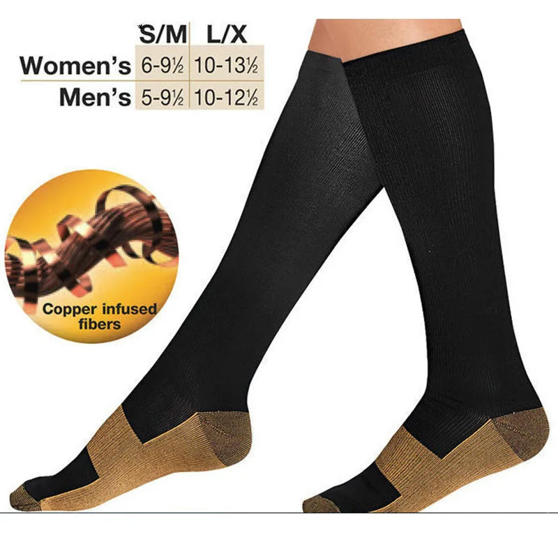 Copper Compression Men Women Socks Anti Fatigue Pain Relief Knee High Stockings 20-30 Athletic Pregnancy