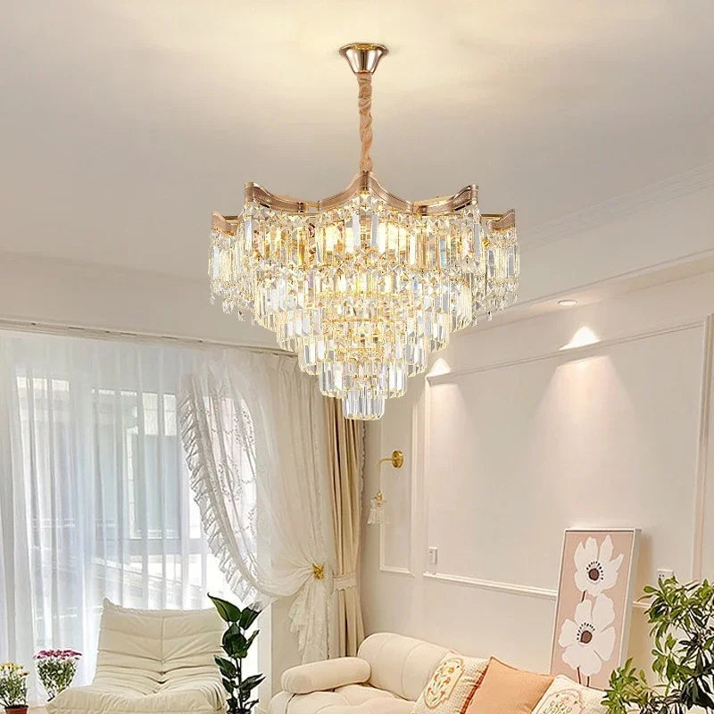 Luxury Stairs Large Crystal Hanging Lamp Chandeliers