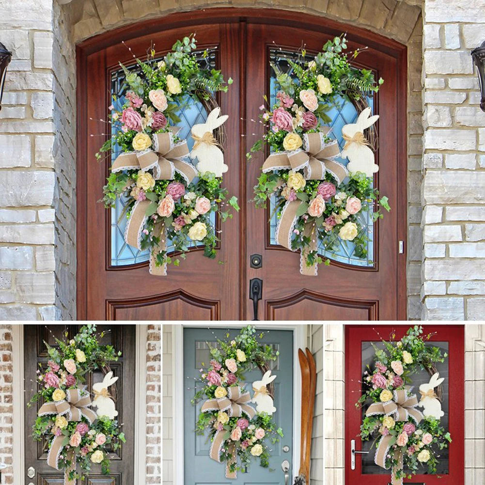 Easter Front Door Spring Cross Wreath