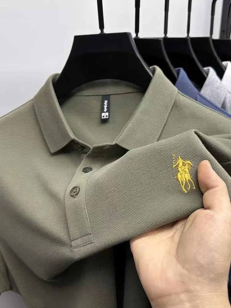 100% Cotton Breathable Short Sleeve Men's T-shirts Men Luxury Embroidery Relaxed POLO Shirt