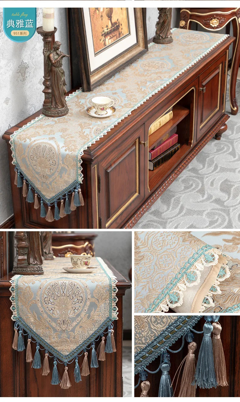 European Luxury Table Runner Multi Tassels Decor