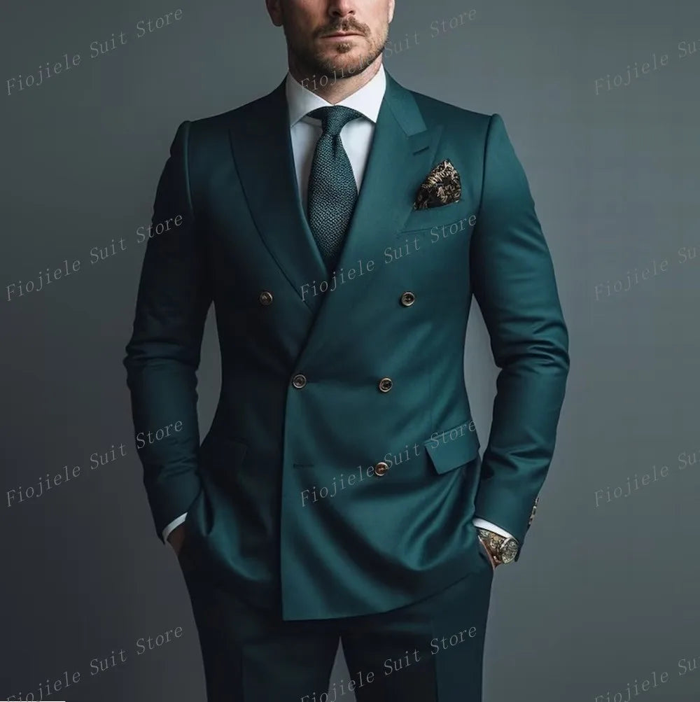Men Business Formal Occasion Tuxedos Suit 2 Piece Set Blazer Pants