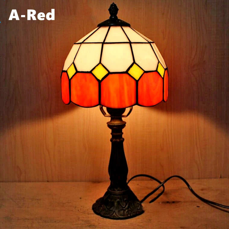 Mediterranean Baroque Retro Style Stained Colorful Handmade Glass Table Lamp E27