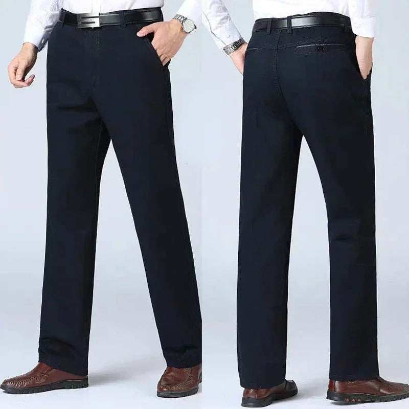 Summer Thin Cotton Men's Pants High Waist Straight Loose