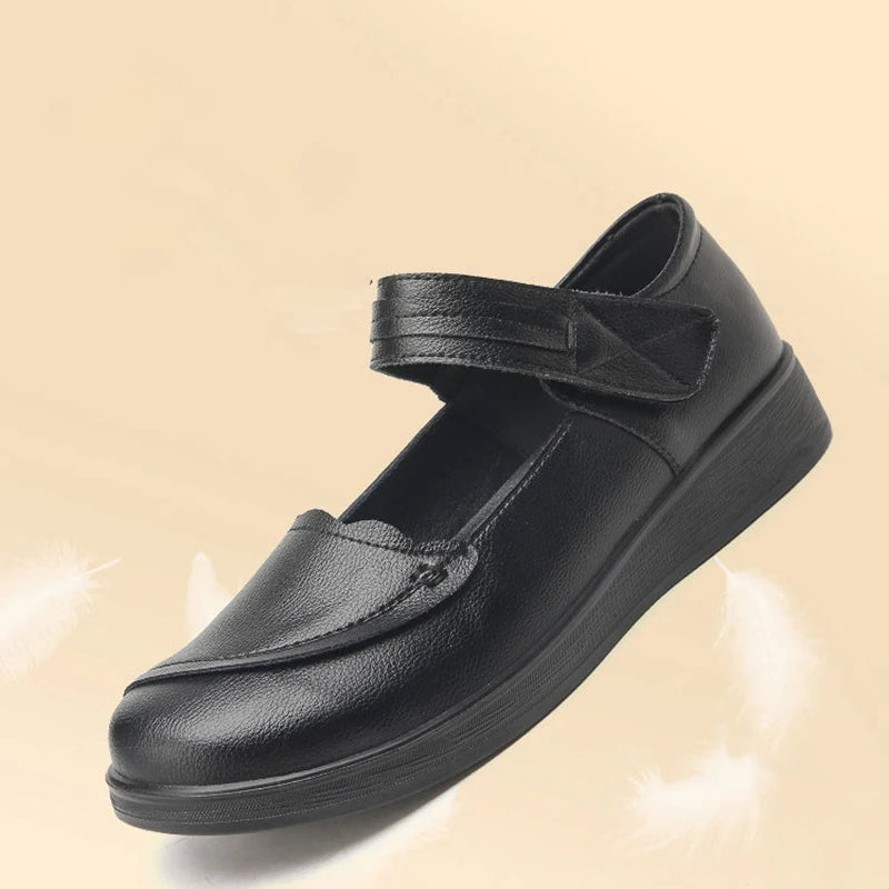 Flat comfortable elderly woman Mary Jane Shoes