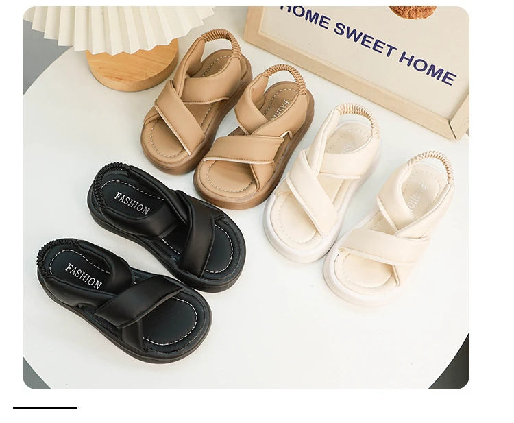 Girls Summer Beach Cross-tied Sandals